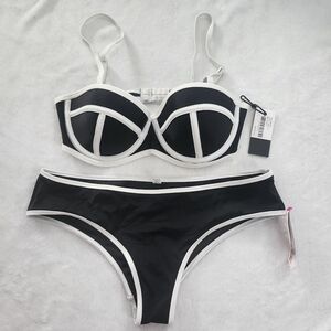 VICTORIA'S SECRET & KENDAL +KYLIE‎ 2 pc Black White Swimwear Small NEW Vacation
